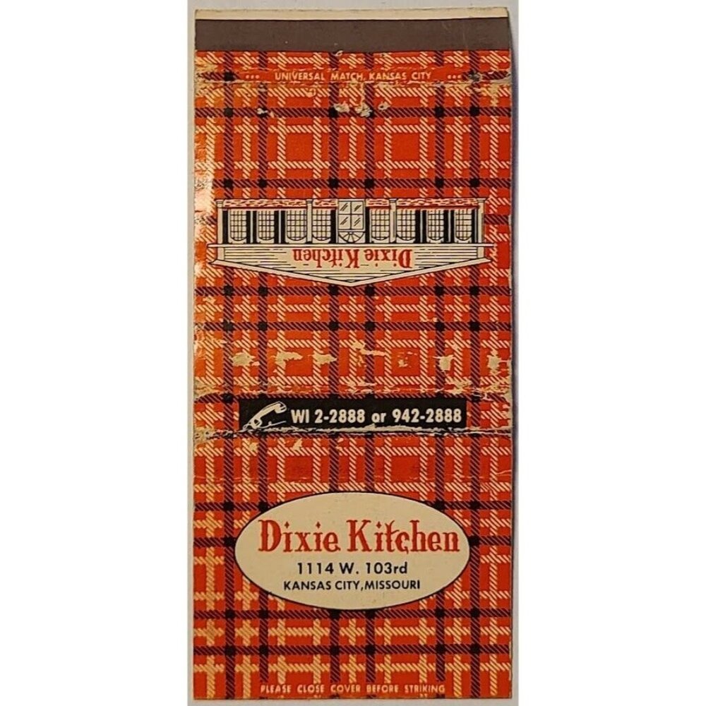 Vintage Dixie Kitchen Matchbook Cover Kansas City Missouri MO Fried Chicken